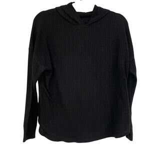 Chaser Black Waffle Knit Thermal Long Sleeve Sweater Womens M Hoodie Casual
